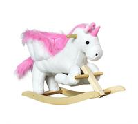 Cavallo a Dondolo Unicorno per Bambini in Legno e Peluche Unicorno Bianco