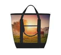 Cavallo al crepuscolo,Borsa porta pranzo grande capacità isolata per donne e uomini, lavoro, picnic, viaggi