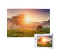 Cavallo al crepuscolo,Puzzle in legno da 1000 pezzi per famiglie, puzzle per adulti e adolescenti