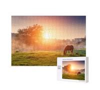Cavallo al crepuscolo,Puzzle in legno da 300 pezzi per famiglie, per adulti e adolescenti, decorazioni per la casa