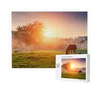Cavallo al crepuscolo,Puzzle in legno da 500 pezzi, gioco di famiglia, puzzle per adulti e adolescenti, decorazioni per la casa