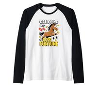 Cavallo al Galoppo Buona Fortuna Anno del Cavallo 2026 Cinese Maglia con Maniche Raglan