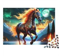 Cavallo al Galoppo Puzzle 1000 Pezzi Gioco di Puzzle 1000 Pezzi Carta Vista Notturna Montagna Puzzle per Adulti Decorazione Casa Regalo 70x50cm/1000pcs