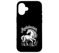 Cavallo Andaluso Elegante Stallone Illustrazione Custodia per iPhone 16