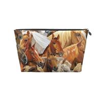 Cavallo animale dell'acquerello stampato, Borsa da toilette Borsa per trucco Borsa per cosmetici Borsa da toilette da viaggio portatile