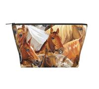Cavallo animale dell'acquerello stampato, Borsa da toilette Borsa per trucco Borsa per cosmetici Borsa da toilette da viaggio portatile