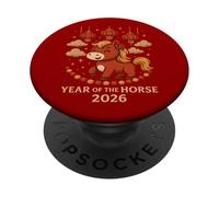 Cavallo Anno 2026 Carino Lunare Capodanno Animale Zodiaco Design PopSockets PopGrip Adesivo