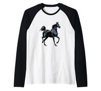 Cavallo Arabo Nero Realistico Maglia con Maniche Raglan