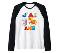 Cavallo Bambino 3 Anni Compleanno Ragazzo Ragazza Cavallo Maglia con Maniche Raglan
