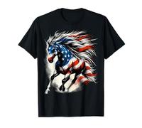 Cavallo Bandiera Americana USA 4 luglio Maglietta