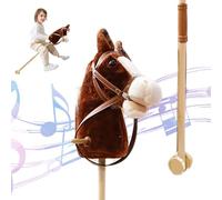 Cavallo bastone con effetti sonori realistici Peluche 99 cm di altezza Cavallo hobby di Halloween con ruote e palo in legno Maniglia antiscivolo Cavallo giocattolo per cavalcare Cavallo giocattolo bas