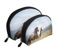 Cavallo bianco, Borsa per trucco a conchiglia Portamonete da donna Borsa da toilette piccola Borsa per cosmetici 2 pezzi