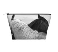 Cavallo bianco e cavallo nero stampati, Borsa da toilette Borsa per trucco Borsa per cosmetici Borsa da toilette da viaggio portatile
