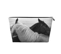 Cavallo bianco e cavallo nero stampati, Borsa da toilette Borsa per trucco Borsa per cosmetici Borsa da toilette da viaggio portatile