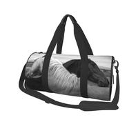 Cavallo bianco e cavallo nero stampati, Borsone da viaggio di grande capacità Borsa rotonda Borsa da viaggio sportiva Borsa da viaggio Borsa da fitness