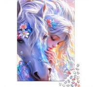 Cavallo bianco Puzzle per Adulti Puzzle 1000 Pezzi Ragazza Dolce Gioco di Puzzle 1000 Pezzi Rilassante Casa Regalo 52x38cm/1000pcs