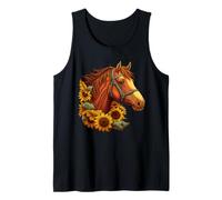 Cavallo Carino con Girasoli Amante per Donne Ragazze Bambini Canotta