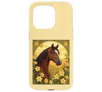 Cavallo circondato da fiori di gelsomino giallo Custodia per iPhone 15 Pro