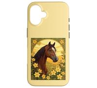 Cavallo circondato da fiori di gelsomino giallo Custodia per iPhone 16
