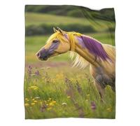 Cavallo colorato Tiro Bambini Stampa 3D Wildflower prato Coperta Coperta Da Viaggio Leggera Microfibra Morbida E Calda Peluche Per Divano Letto E Divano Per Ragazzi Adulti 60x80inch(150x200cm)