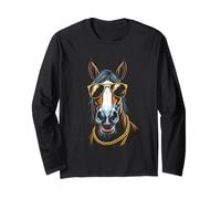 Cavallo Con Occhiali Da Sole, Cool Divertente Ribelle Boss Hip Maglia a Manica