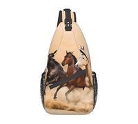 Cavallo da corsa nella tempesta di sabbia del deserto Una borsa a tracolla rosa rossa, zaino a tracolla causale zaino a tracolla per donna uomo escursionismo viaggio