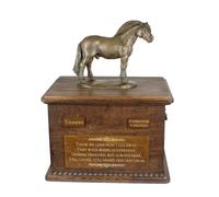 Cavallo dei fiordi urna di legno con statuetta di bronzo Art-Dog