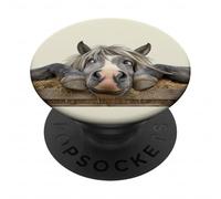 Cavallo delicato su balla di fieno oversize rustico PopSockets PopGrip Adesivo