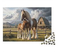 Cavallo di ClydesdalePuzzle Premium Antistress 1000 Pezzi Relax Mentale Ranch pastorale Cartone Qualità Adulti, Intrattenimento Familiare, Regalo Amatori 38x26cm/1000pcs