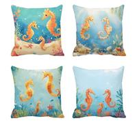 Cavallo di mare Cuscini per Divano 55 x 55 Set da 4 pietra turchese Copri Cuscini per Divano Velluto Copricuscini, Grandi Federa Cuscino Esterno Impermeabili Copricuscino, Decorazioni Casa a-231