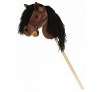 Cavallo di peluche con bastone in legno, redini, 80 cm giocattolo per bambini