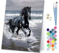 Cavallo Dipingere con i Numeri Adulti con Telaio, Dipingere con i Numeri Animale, DIY Paint by Numbers Kits con 3 Pennelli e Pigmento Acrilico, Hobby Creativi Adulti, Decorazioni Casa 100x135cm S-1809