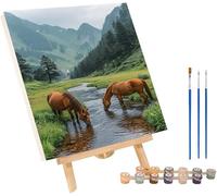 Cavallo Dipingere con i Numeri Adulti con Telaio, Paint by Numbers Fiume, DIY Dipingere con i Numeri Kit con 3 Pennelli e Vernice Acrilica, Hobby Creativi Adulti, Decorazione Casa 100x130cm 2-7742