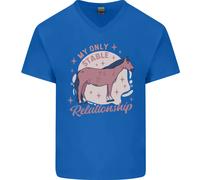 Cavallo Equestre il Mio Solo Stabile Relationship Uomo Scollo A V Cotone T-Shirt