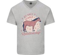 Cavallo Equestre il Mio Solo Stabile Relationship Uomo Scollo A V Cotone T-Shirt