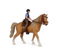 Cavallo Figure con Cavaliere, Sellino e Brina Modelli di Cavalli Statuine Realistiche di Cavallo Animali Cake Topper Giocattoli Educativi Scientifici Figura da Cavalcare da Collezione (Marrone)