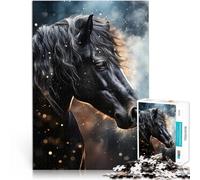 cavallo frisone epico Puzzle da 1000 pezzi per adulti Giocattoli che creano dipendenza e sfidano l'intelligenza del cervello Migliorare l'amore tra le coppie 38x26cm