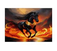 Cavallo, fuoco, tramonto, 1000 pezzi, mini puzzle per adulti | Puzzle in cartone da 52 x 38 cm, per amanti del rilassamento dei pensieri, regalo di compleanno, decorazione per la casa