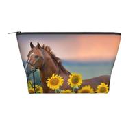 Cavallo giallo girasole stampato, Borsa da toilette Borsa per trucco Borsa per cosmetici Borsa da toilette da viaggio portatile