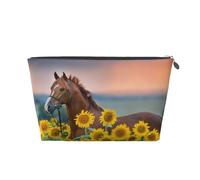 Cavallo giallo girasole stampato, Borsa da toilette Borsa per trucco Borsa per cosmetici Borsa da toilette da viaggio portatile