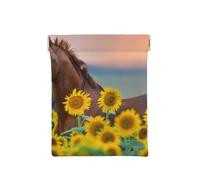 Cavallo giallo girasole stampato, Spremere il portafoglio superiore da donna Borsa portaoggetti Piccola portamonete Portamonete