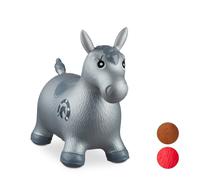 Relaxdays Animale Cavalcabile Cavallo, Giochi Gonfiabili per Bambini, BPA-free, Fino a 50 kg, Pompa Inclusa, Grigio