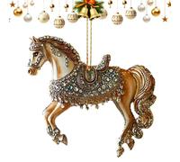 Cavallo in acrilico, decorazione invernale, statuetta decorativa bidimensionale, arte festiva scintillante, magia di luce, poesia stagionale, motivazione, atmosfera invernale, espressiva, magia, G