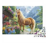 Cavallo in giardino di montagna Puzzle da 1000 pezzi Cavallo Palomino Vista montagna per giochi educativi per adulti Bellissima decorazione Sfida Alta difficoltà Compleanno 70x50cm000pcs Regali