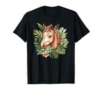 Cavallo maestoso con foglie tropicali Maglietta