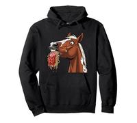 Cavallo Mangiare Spaghetti Felpa con Cappuccio