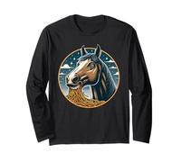 Cavallo Mangiare Spaghetti Maglia a Manica