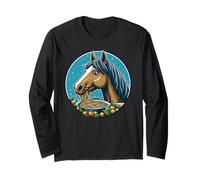 Cavallo Mangiare Spaghetti Maglia a Manica