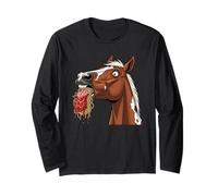 Cavallo Mangiare Spaghetti Maglia a Manica