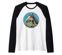 Cavallo Mangiare Spaghetti Maglia con Maniche Raglan